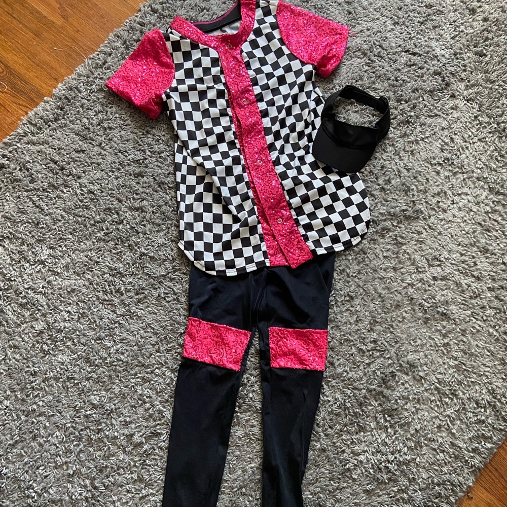 Weissman Pink and Black Dance Costume with Checkered Design